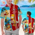 San Francisco 49ers Simpsons Name Personalized Short Sleeve Button Up Tropical Aloha Hawaiian Shirt Set for Men Women Kids
