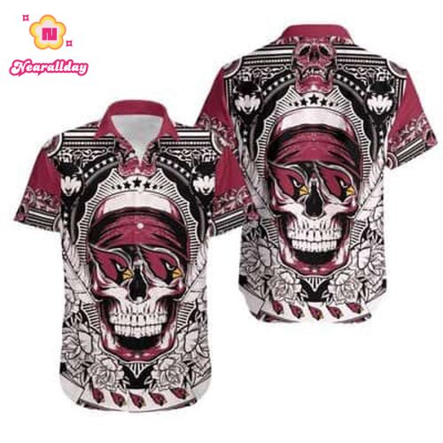 Scary Skull Arizona Cardinals Hawaiian Shirt Gift For NFL Fans