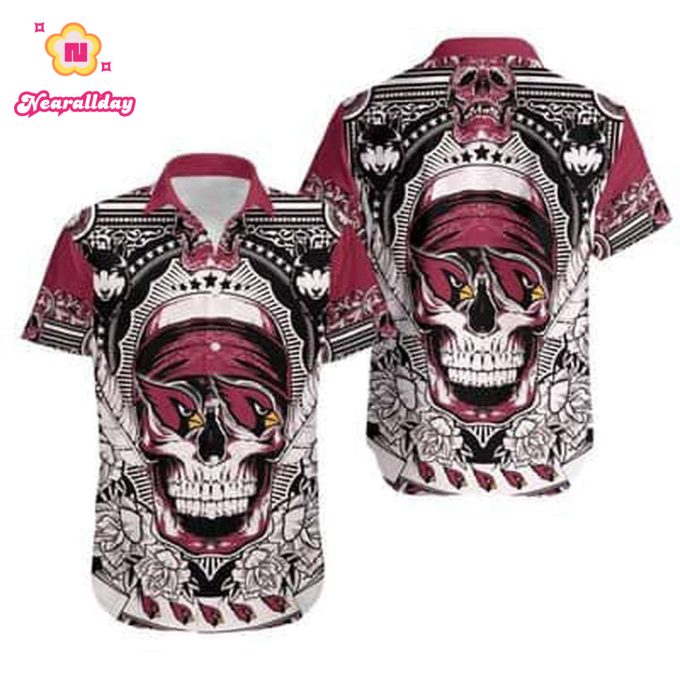 Scary Skull Arizona Cardinals Hawaiian Shirt Gift For NFL Fans