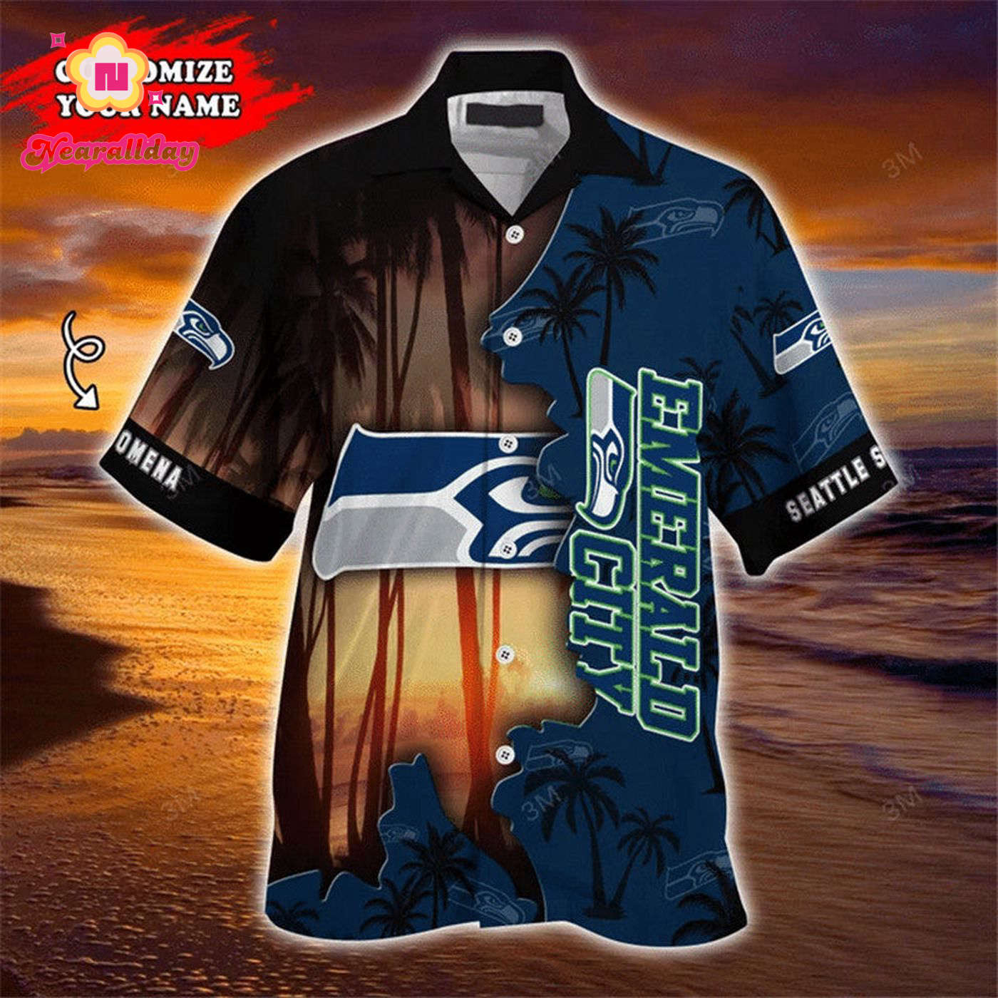 Seattle Seahawks Hawaiian Shirt Customize Your Name Seattle Seahawks Hawaiian Shirt Customize Your Name