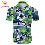 Seattle Seahawks Hawaiian Shirt Tropical Flower Short Sleeve