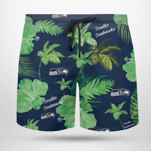 Seattle Seahawks Nfl Color Hibiscus Button Up Hawaiian Shirt