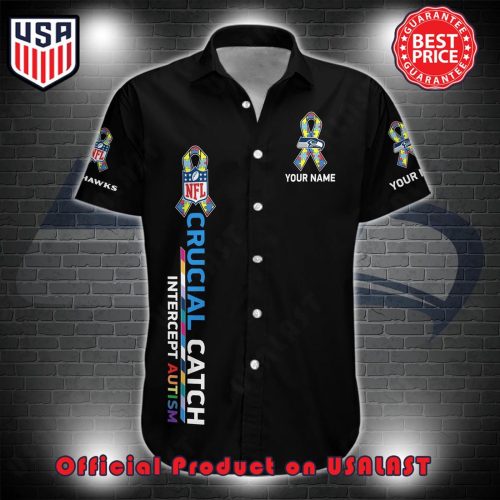 Seattle Seahawks NFL Crucial Catch Intercept Austism Custom Name Hawaii Shirt And Short