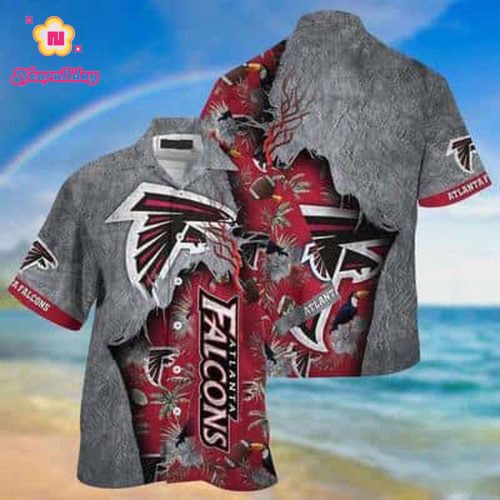 Silver Red Aloha NFL Atlanta Falcons Hawaiian Shirt Gift For Beach Trip