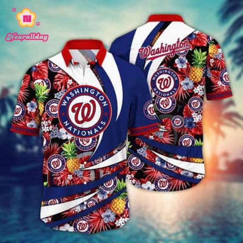 MLB Washington Nationals Hawaiian Shirt: Summer Aloha Pineapple Pattern Beach Gift