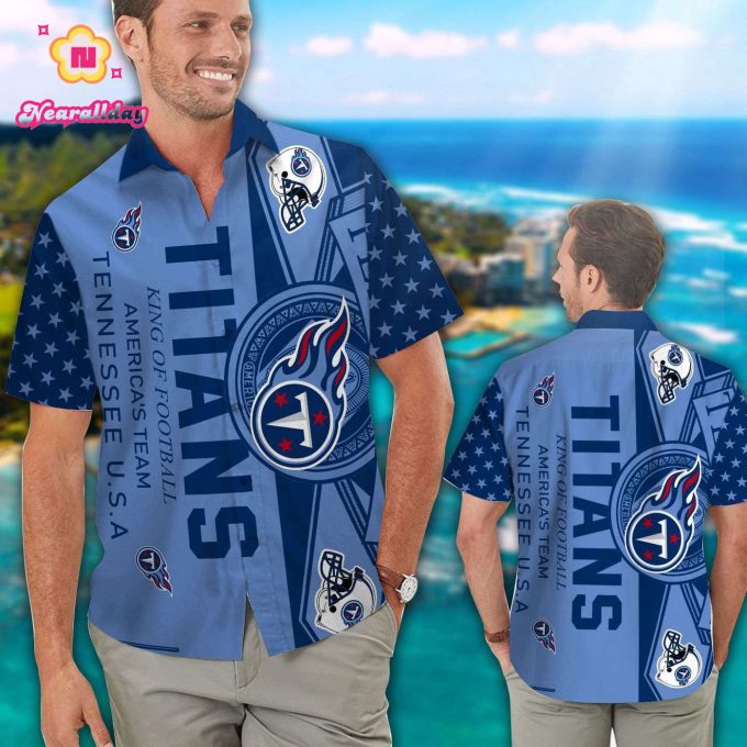Tennessee Titans Short Sleeve Button Up Tropical Aloha Hawaiian Shirt Set for Men Women Kids Gift