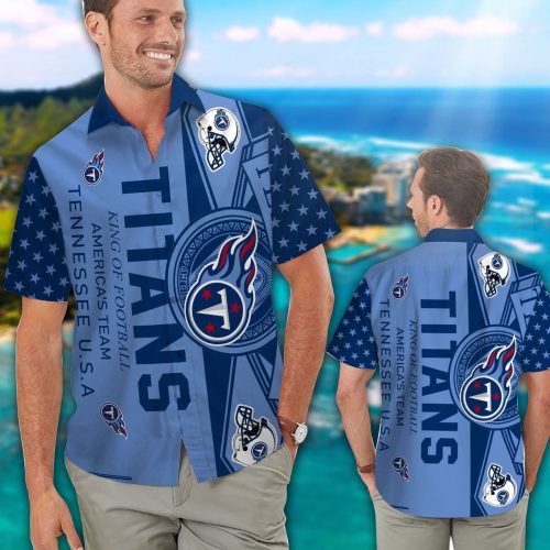 Tennessee Titans Short Sleeve Button Up Tropical Aloha Hawaiian Shirt Set for Men Women Kids Gift