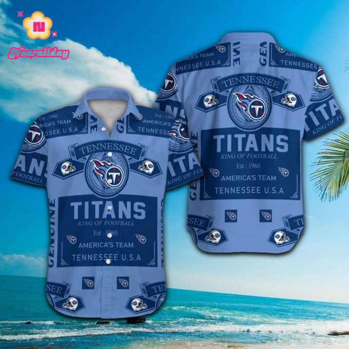 Tennessee Titans Short Sleeve Button Up Tropical Aloha Hawaiian Shirt Set for Men Women Kids Gift