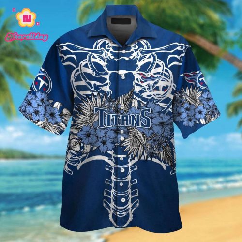 Tennessee Titans Short Sleeve Button Up Tropical Aloha Hawaiian Shirt Set for Men Women Kids Gift