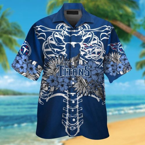 Tennessee Titans Short Sleeve Button Up Tropical Aloha Hawaiian Shirt Set for Men Women Kids Gift