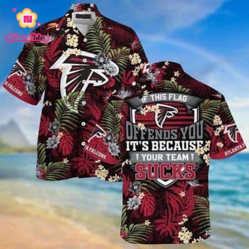 Tropical Aloha NFL Atlanta Falcons Hawaiian Shirt If This Flag Offends You