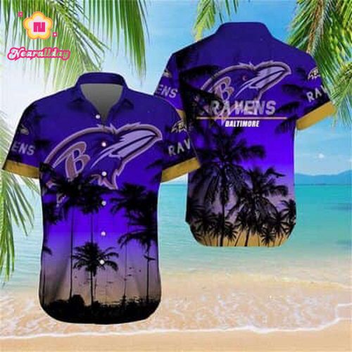 Vintage Aloha NFL Baltimore Ravens Hawaiian Shirt Beach Gift For Him