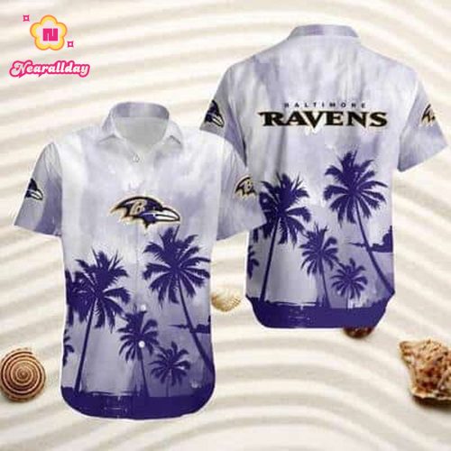 Vintage Aloha NFL Baltimore Ravens Hawaiian Shirt Best Beach Gift