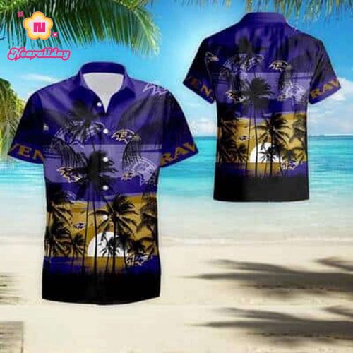 Vintage Aloha NFL Baltimore Ravens Hawaiian Shirt Gift For Beach Lovers