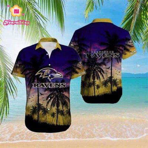 Vintage Aloha NFL Baltimore Ravens Hawaiian Shirt Gift For Football Players