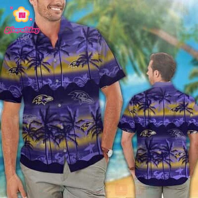 Vintage NFL Baltimore Ravens Hawaiian Shirt Beach Gift For Him