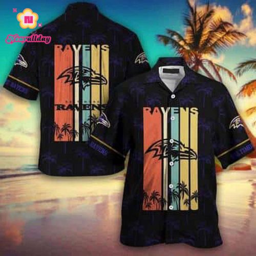 Vintage NFL Baltimore Ravens Hawaiian Shirt Gift For Football Fans