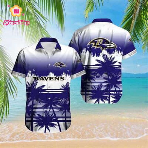 Vintage NFL Baltimore Ravens Hawaiian Shirt Palm Trees Gift For Son From Dad