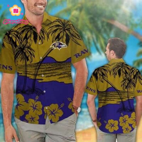 Vintage NFL Baltimore Ravens Hawaiian Shirt Trendy Summer Gift