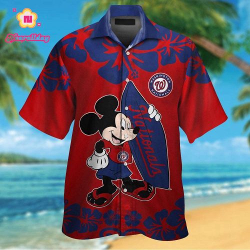 Washington Nationals Mickey Mouse Hawaiian Shirt Set for Men Women Kids