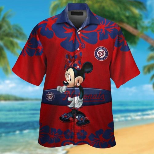 Washington Nationals Minnie Mouse Hawaiian Shirt Set for Men Women Kids