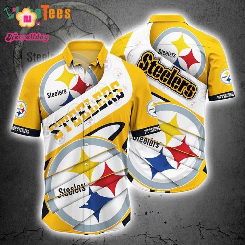 White Yellow NFL Pittsburgh Steelers Logo, Steelers Hawaiian Shirt  Perfect Gifts For Your Loved Ones